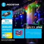 Χριστουγεννιάτικα Λαμπάκια Βροχή Ρεύματος με Διάφανο Καλώδιο 10x0,6m με Πολύχρωμο Φωτισμό και 8 Προγράμματα Λειτουργίας 30036