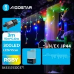 Χριστουγεννιάτικα Λαμπάκια Βροχή Ρεύματος με Διάφανο Καλώδιο 15x0,6m με Πολύχρωμο Φωτισμό και 8 Προγράμματα Λειτουργίας 30037