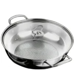 Ανοξείδωτο Επαγωγικό Τηγάνι με Γυάλινο Καπάκι και Μονωμένες Λαβές 28cm - Hoomei