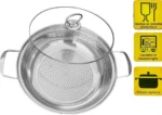 Ανοξείδωτο Επαγωγικό Τηγάνι με Γυάλινο Καπάκι και Μονωμένες Λαβές 28cm - Hoomei