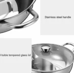 Ανοξείδωτο Επαγωγικό Τηγάνι με Εσωτερικό Διαχωριστικό και Γυάλινο Καπάκι 32cm - Hoomei