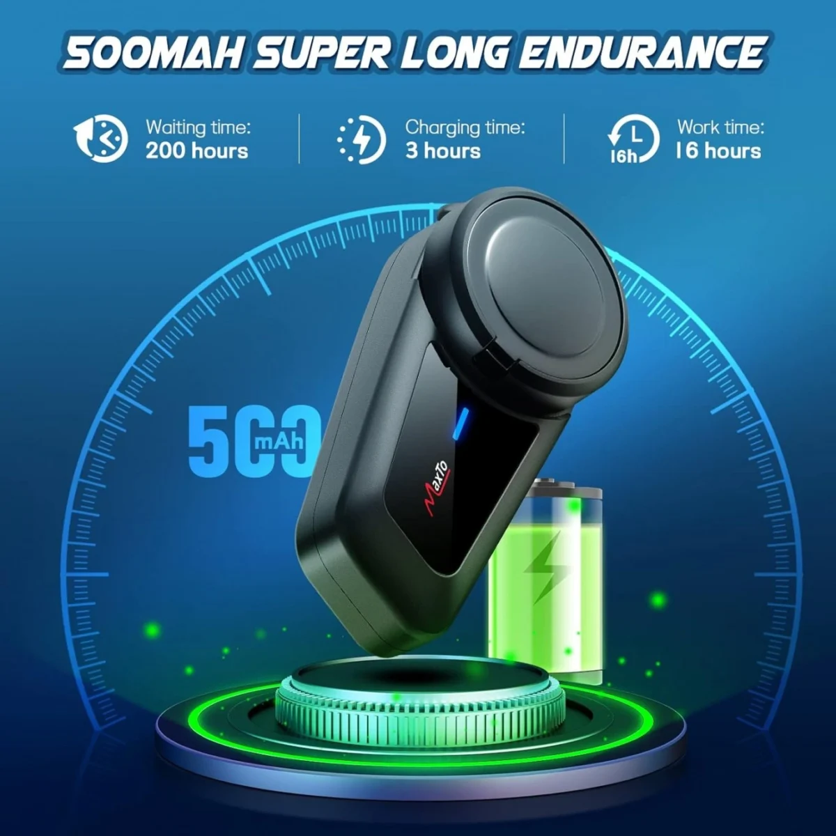 Σύστημα Μονής Ενδοεπικοινωνίας Bluetooth FM Radio για Κράνος Μηχανής Maxto M2 Intercom