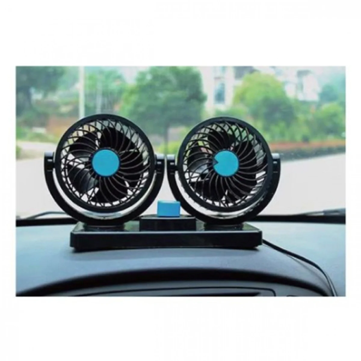 Διπλός Ανεμιστήρας Αυτοκινήτου με Ανεξάρτητη Περιστροφή 360°, 12V