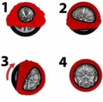 2 Τεμάχια ΚόκκινεςΥφασμάτινες Αντιολισθητικές Υφασμάτινες Χιονοκουβέρτες Προστασίας Αυτοκινήτου για Διάσταση Τροχού 13"-14"- 15"- 16"- 17"- 18"- 19"- 20"-21"-22"