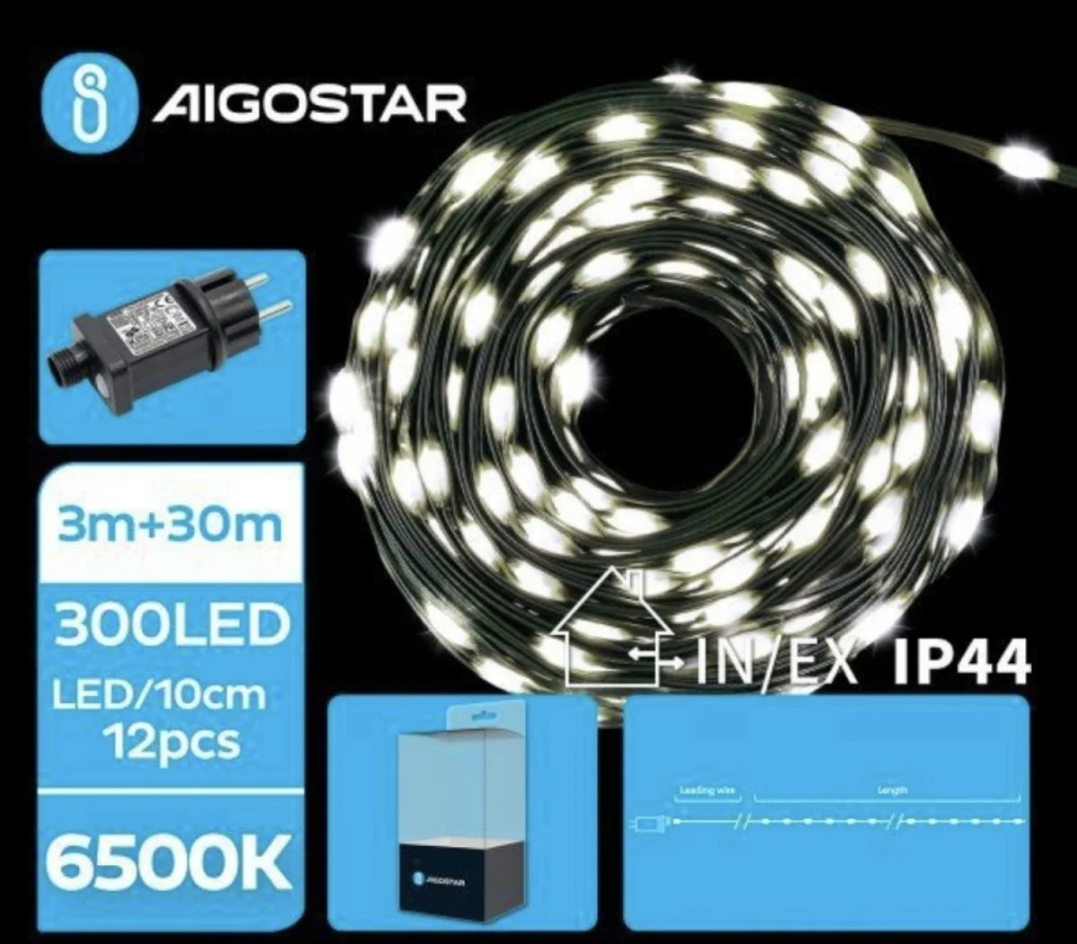 Χριστουγεννιάτικα Λαμπάκια Ρεύματος Γιρλάντα με Πράσινο Καλώδιο 30m με Λευκό Ψυχρό Φωτισμό και 8 Προγράμματα Λειτουργίας 30055