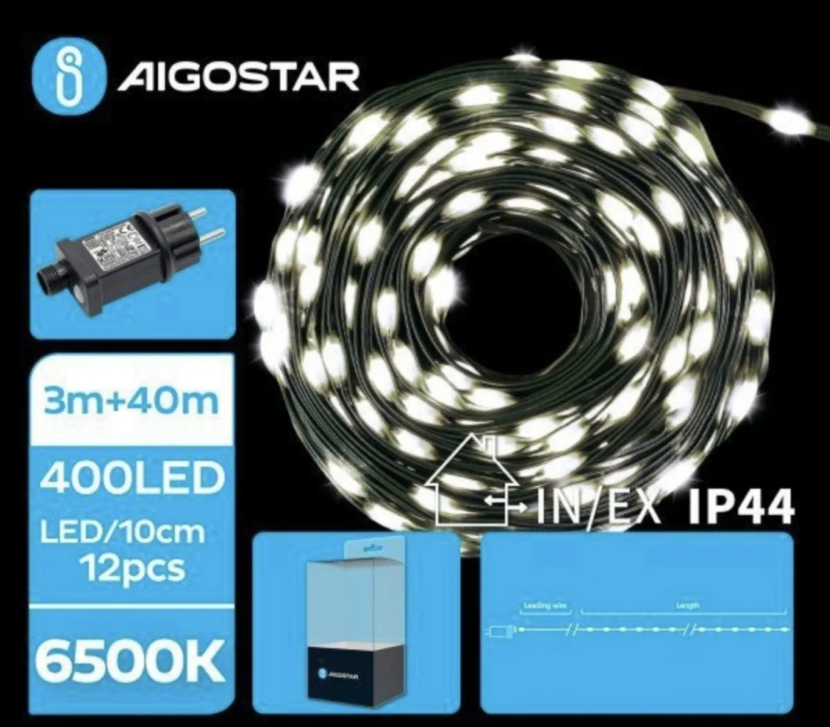 Χριστουγεννιάτικα Λαμπάκια Ρεύματος Γιρλάντα με Πράσινο Καλώδιο 40m με Λευκό Ψυχρό Φωτισμό και 8 Προγράμματα Λειτουργίας 30056