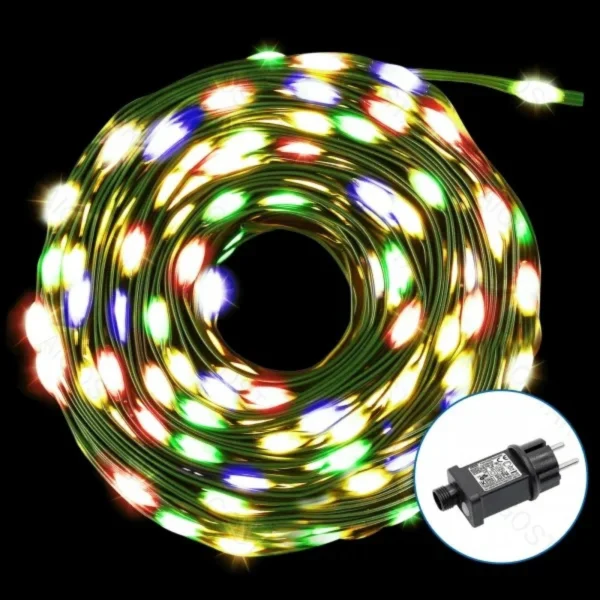 Χριστουγεννιάτικα Λαμπάκια Ρεύματος Γιρλάντα με Πράσινο Καλώδιο 20m με Πολύχρωμο Φωτισμό και 8 Προγράμματα Λειτουργίας 30059