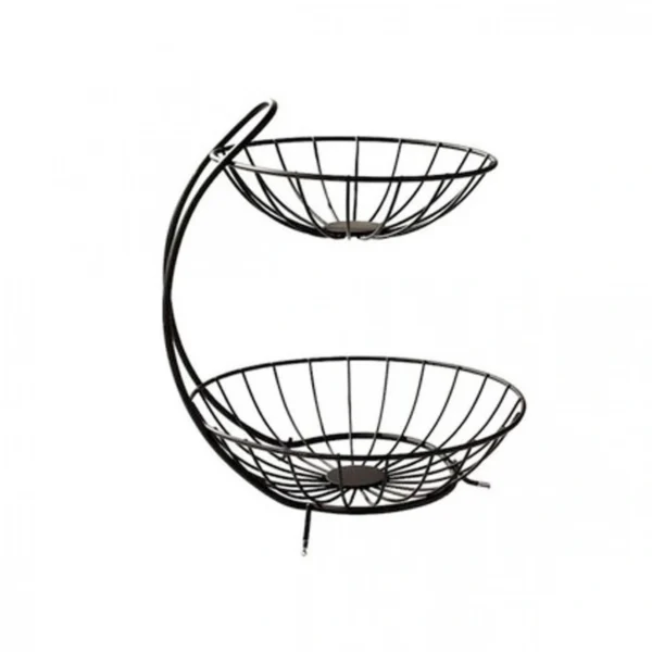 Μεταλλική Φρουτιέρα Nuera Δύο Επιπέδων Μαύρη 27x32cm