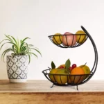 Μεταλλική Φρουτιέρα Nuera Δύο Επιπέδων Μαύρη 27x32cm