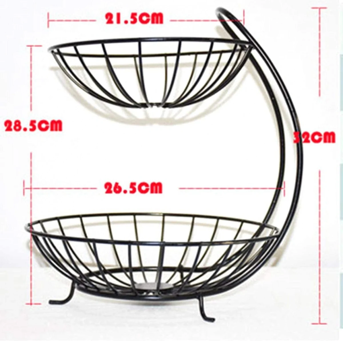 Μεταλλική Φρουτιέρα Nuera Δύο Επιπέδων Μαύρη 27x32cm