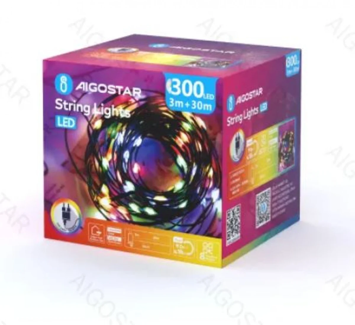 Χριστουγεννιάτικα Λαμπάκια Ρεύματος Γιρλάντα με Πράσινο Καλώδιο 30m με Πολύχρωμο Φωτισμό και 8 Προγράμματα Λειτουργίας 30060