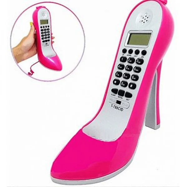Διακοσμητικό Τηλέφωνο με Σχέδιο Τακούνι Στιλέτο και Στρας Ροζ