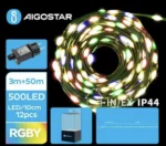 Χριστουγεννιάτικα Λαμπάκια Ρεύματος Γιρλάντα με Πράσινο Καλώδιο 50m με Πολύχρωμο Φωτισμό και 8 Προγράμματα Λειτουργίας 30062