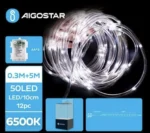 Χριστουγεννιάτικα Λαμπάκια Μπαταρίας σε Σωλήνα με Διάφανο Καλώδιο 5m με Λευκό Ψυχρό Φωτισμό και 8 Προγράμματα Λειτουργίας 30715