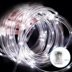 Χριστουγεννιάτικα Λαμπάκια Μπαταρίας σε Σωλήνα με Διάφανο Καλώδιο 10m με Λευκό Ψυχρό Φωτισμό και 8 Προγράμματα Λειτουργίας 30716