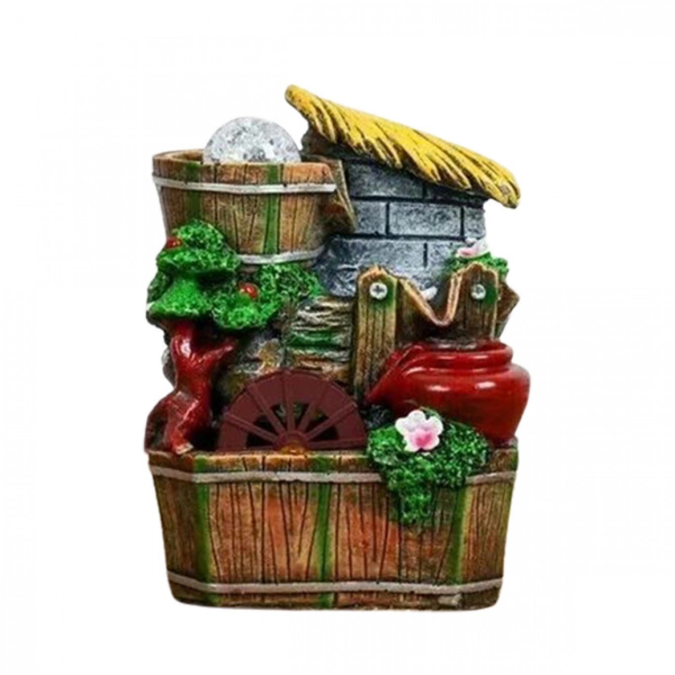 Διακοσμητικό Συντριβάνι Βαρέλι, Τρεχούμενο Νερό και Πολύχρωμο Φωτισμό LED 20x15x13 εκ Διακοσμητικό Συντριβάνι Βαρέλι, Τρεχούμενο Νερό και Πολύχρωμο Φωτισμό LED 20x15x13 εκ