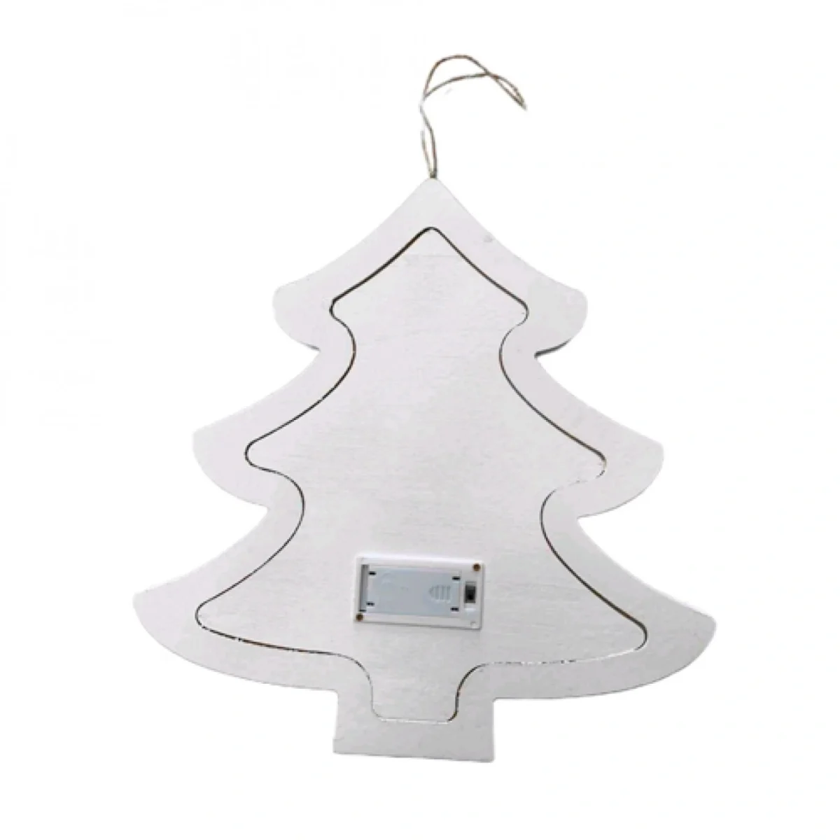 Κρεμαστό Χριστουγεννιάτικο Ξύλινο Στολίδι με Φωτισμό LED “Δέντρο με Φάτνη” 22x22cm.
