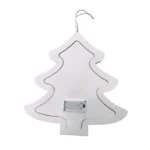 Κρεμαστό Χριστουγεννιάτικο Ξύλινο Στολίδι με Φωτισμό LED “Δέντρο με Φάτνη” 22x22cm.