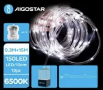 Χριστουγεννιάτικα Λαμπάκια Μπαταρίας σε Σωλήνα με Διάφανο Καλώδιο 15m με Λευκό Ψυχρό Φωτισμό και 8 Προγράμματα Λειτουργίας 30717