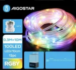 Χριστουγεννιάτικα Λαμπάκια Μπαταρίας σε Σωλήνα με Διάφανο Καλώδιο 10m με Πολύχρωμο Φωτισμό και 8 Προγράμματα Λειτουργίας 30719