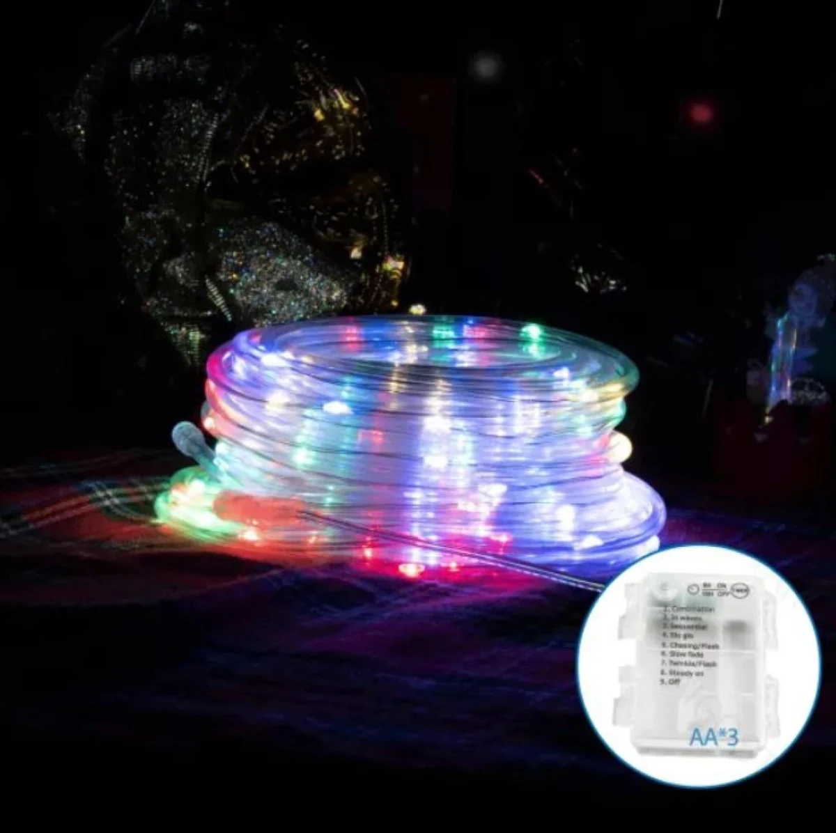 Χριστουγεννιάτικα Λαμπάκια Μπαταρίας σε Σωλήνα με Διάφανο Καλώδιο 15m με Πολύχρωμο Φωτισμό και 8 Προγράμματα Λειτουργίας 30720