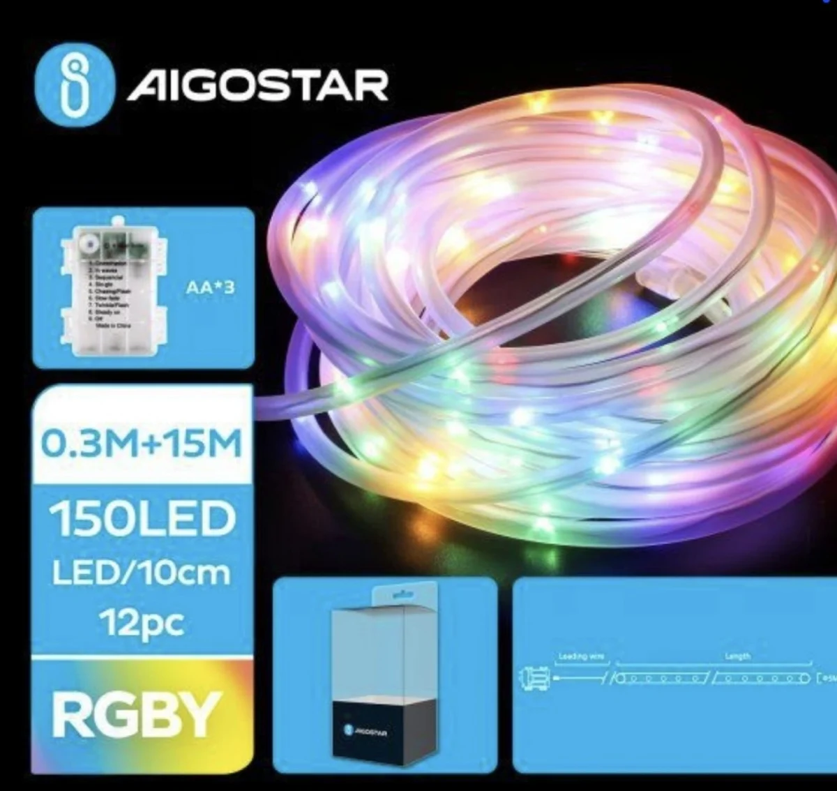 Χριστουγεννιάτικα Λαμπάκια Μπαταρίας σε Σωλήνα με Διάφανο Καλώδιο 15m με Πολύχρωμο Φωτισμό και 8 Προγράμματα Λειτουργίας 30720