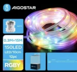 Χριστουγεννιάτικα Λαμπάκια Μπαταρίας σε Σωλήνα με Διάφανο Καλώδιο 15m με Πολύχρωμο Φωτισμό και 8 Προγράμματα Λειτουργίας 30720