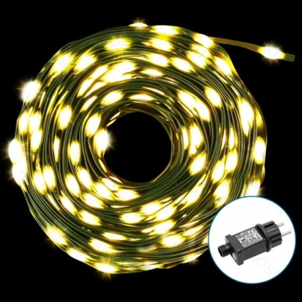 Χριστουγεννιάτικα Λαμπάκια Ρεύματος Γιρλάντα με Πράσινο Καλώδιο 10m με Θερμό Φωτισμό και 8 Προγράμματα Λειτουργίας 38141