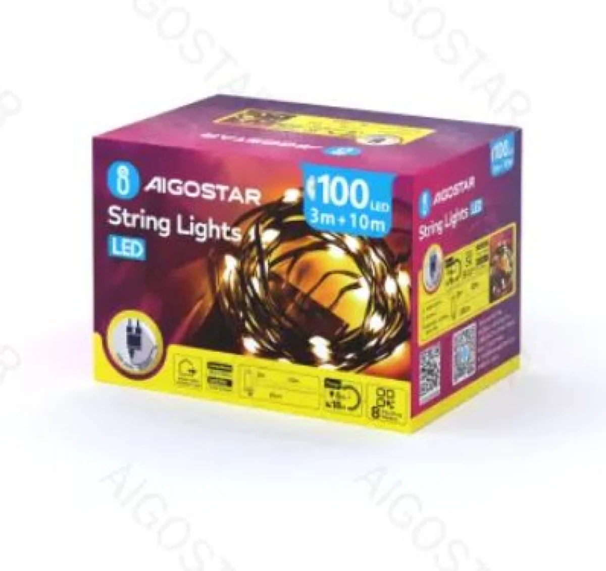 Χριστουγεννιάτικα Λαμπάκια Ρεύματος Γιρλάντα με Πράσινο Καλώδιο 10m με Θερμό Φωτισμό και 8 Προγράμματα Λειτουργίας 38141