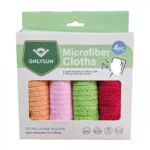 Σετ 4 Τεμαχίων Πανί-Πετσέτα με Μικροίνες 30x30εκ για Στέγνωμα,Καθάρισμα,Γυάλισμα