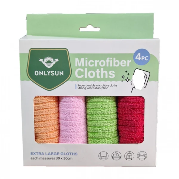 Σετ 4 Τεμαχίων Πανί-Πετσέτα με Μικροίνες 30x30εκ για Στέγνωμα,Καθάρισμα,Γυάλισμα