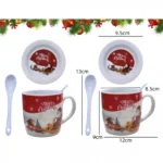 Σετ με 2 Χριστουγεννιάτικες Κεραμικές Κούπες 320ml με Πιατάκια και Κουταλάκια 96052