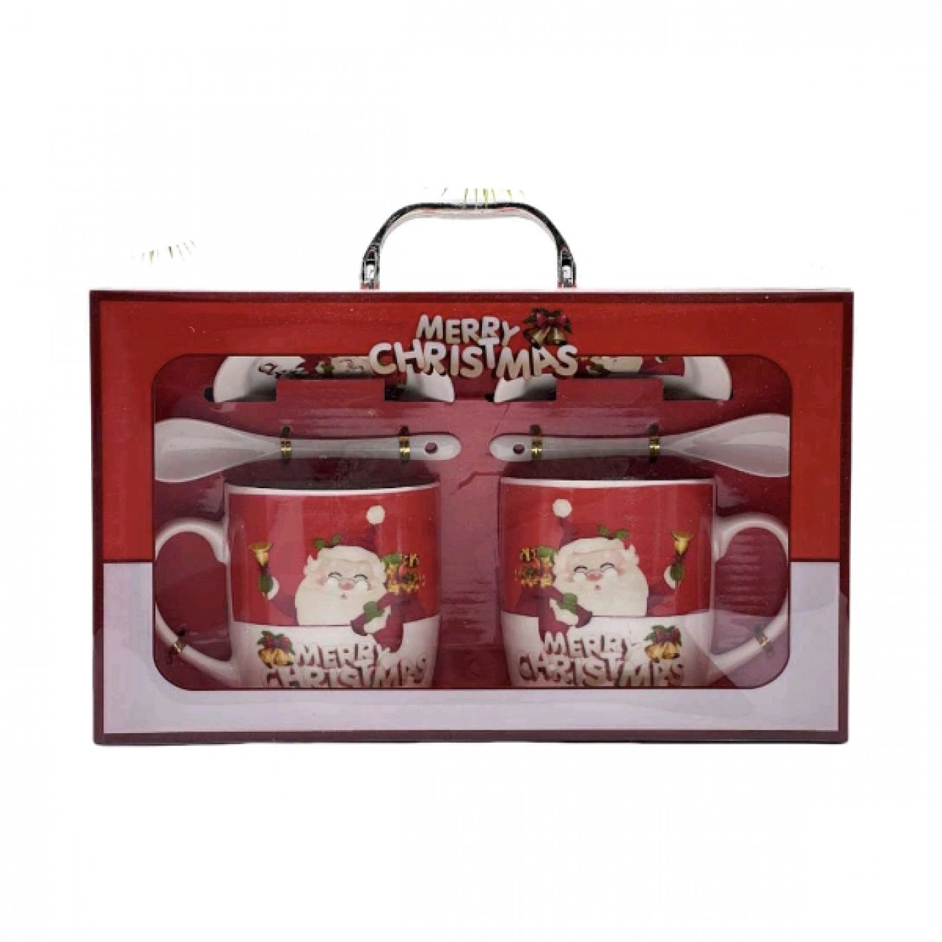 Σετ με 2 Χριστουγεννιάτικες Κεραμικές Κούπες 320ml με Πιατάκια και Κουταλάκια 96053 Σετ με 2 Χριστουγεννιάτικες Κεραμικές Κούπες 320ml με Πιατάκια και Κουταλάκια 96053