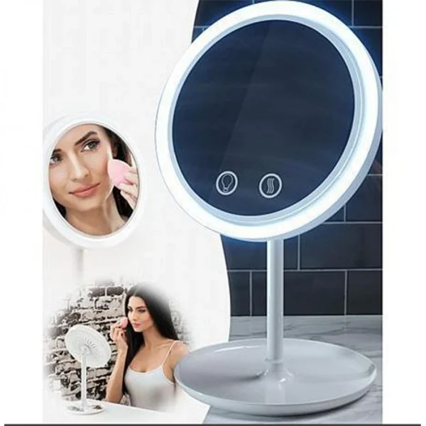 Στρογγυλός LED Καθρέφτης Ανεμιστήρας για Μακιγιάζ με Μεγένθυνση 5X - Mirror with Fan and Light