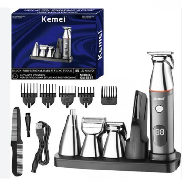 Επαναφορτιζόμενη Κουρευτική Μηχανή & Σετ Περιποίησης KM-5857