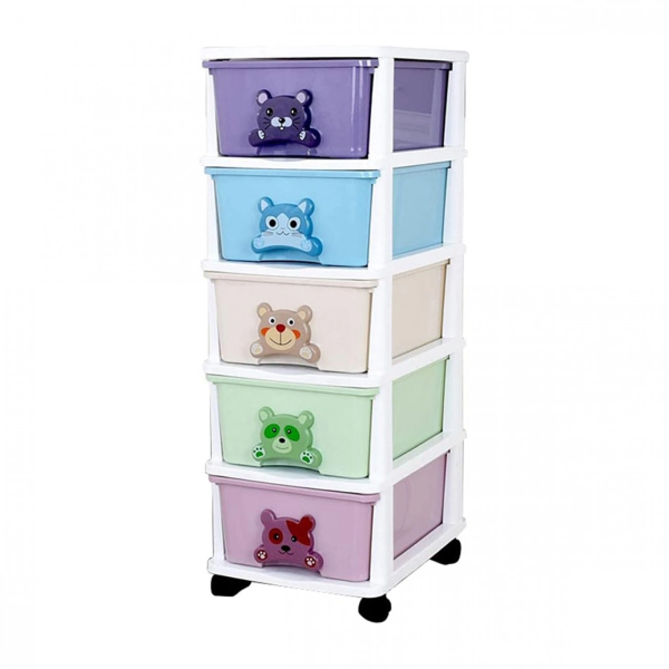 Πλαστική Τροχήλατη Συρταριέρα 97x34x44cm με 5 Χρωματιστά Καλάθια/Συρτάρια Πλαστική Τροχήλατη Συρταριέρα 97x34x44cm με 5 Χρωματιστά Καλάθια/Συρτάρια