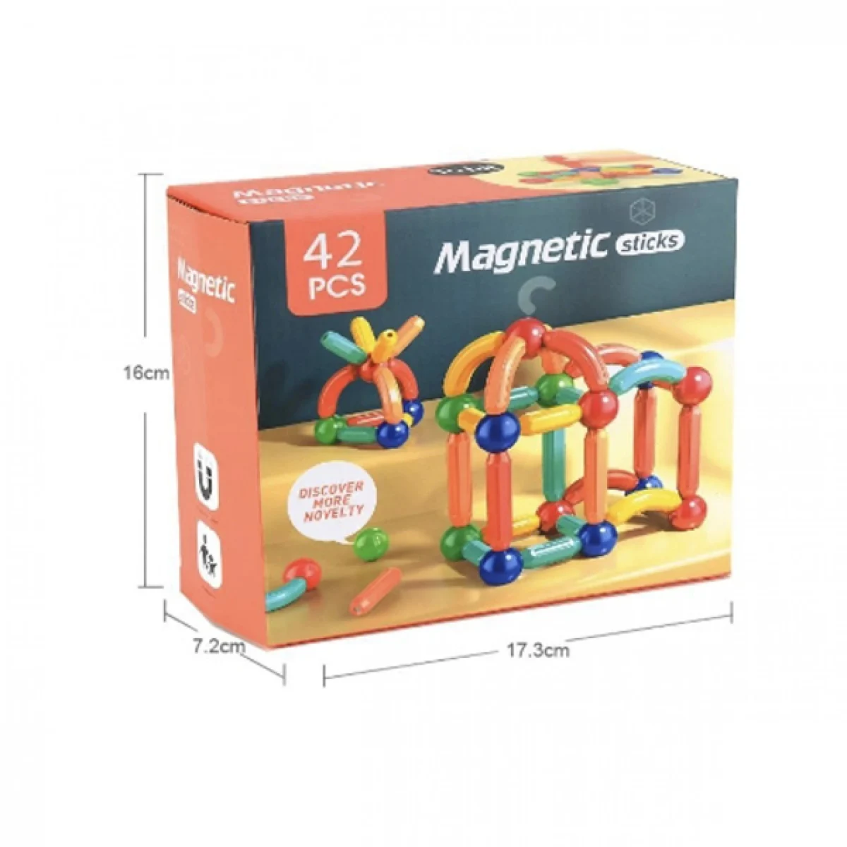 Σετ Παιχνιδιού Ευφυΐας με 42 Μαγνητικές Ράβδους