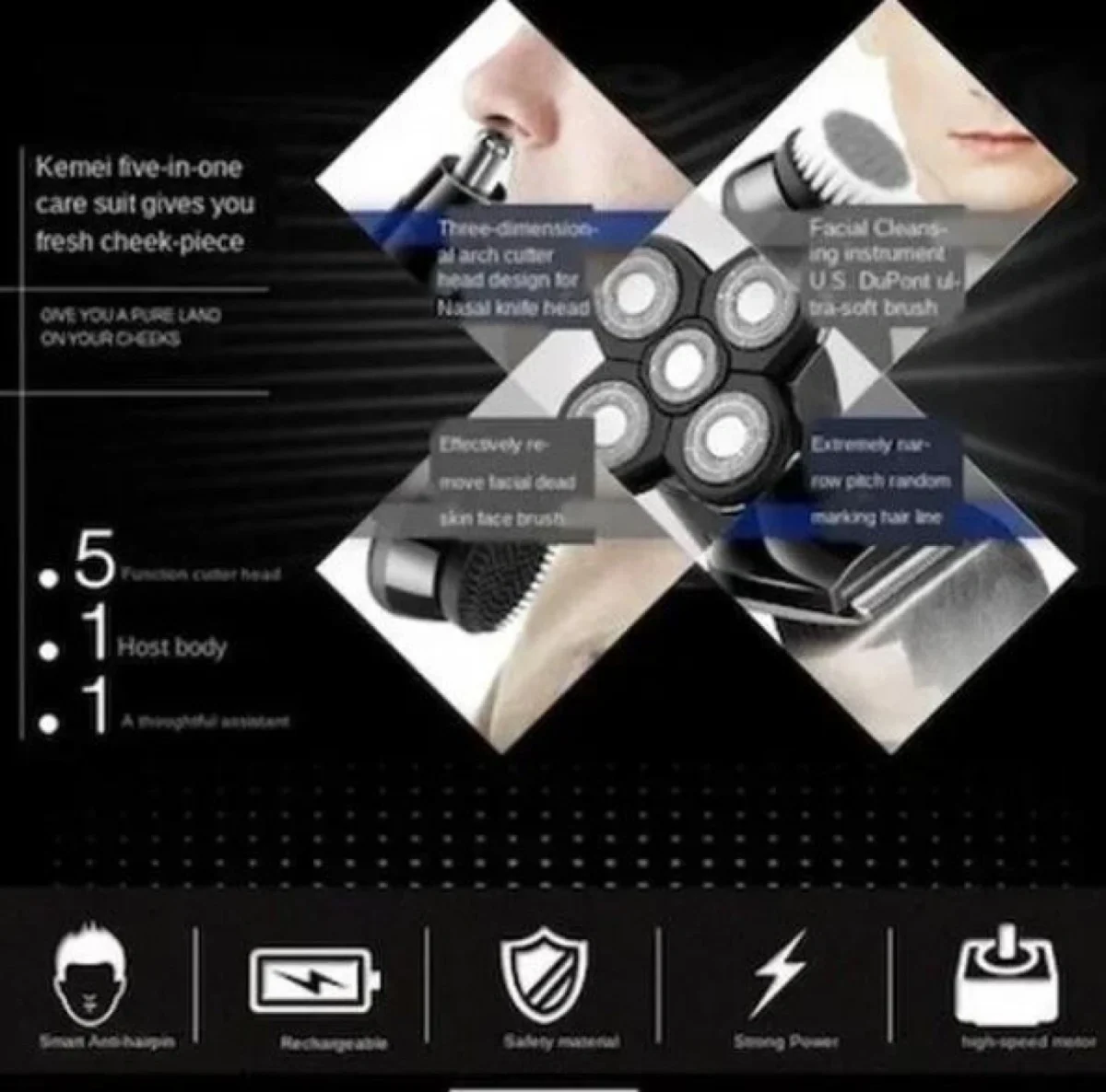 Επαναφορτιζόμενη Ξυριστική Μηχανή Προσώπου - Σώματος KM-1004