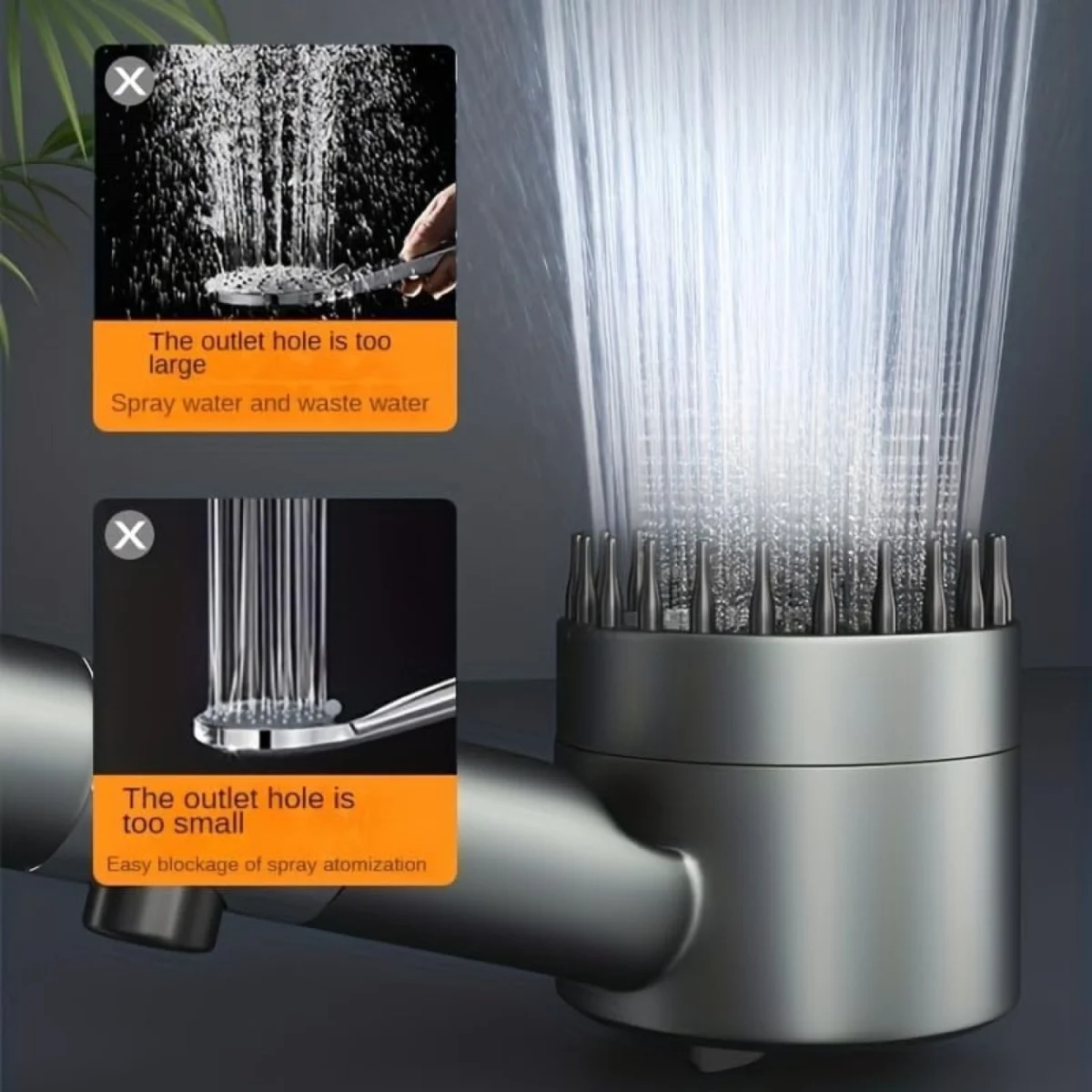 Πολυλειτουργικό Τηλέφωνο Ντους με Τριπλή Ροή και Ακίδες για Μασάζ