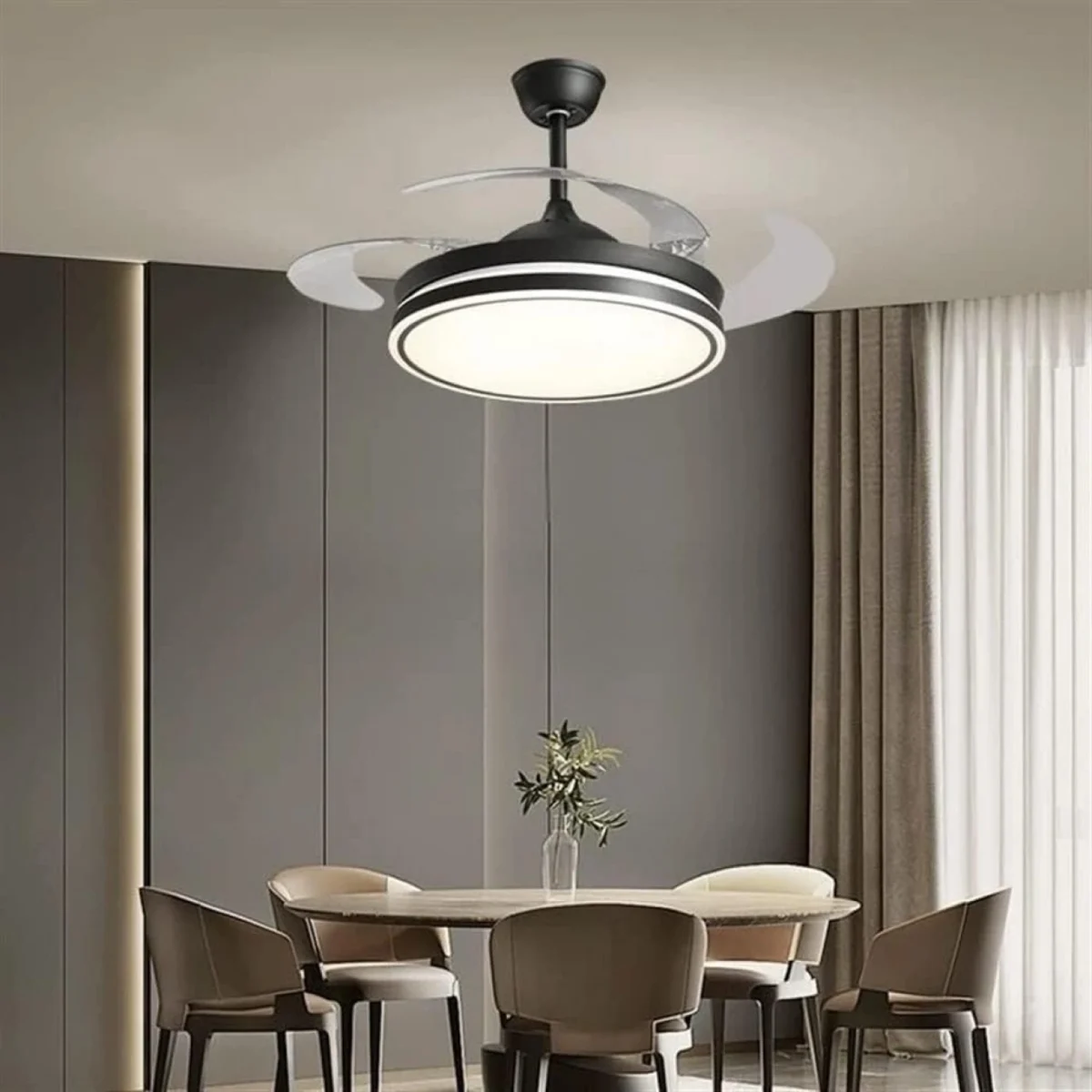 Φωτιστικό LED 200W με Ανεμιστήρα Οροφής και Τηλεχειριστήριο 36″