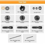 Κιτ Εργαλείων Εγκατάστασης Εξολκέων για Ρουλεμάν Τροχών 0,75″, 1,0″ και 25 mm με Θήκη Μεταφοράς