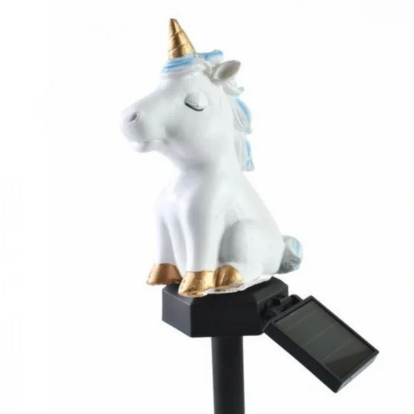 Ηλιακό Φωτιστικό Μονόκερος Δαπέδου Θερμό Λευκό με Φωτοκύτταρο – 6x9x13εκ.