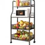 Μεταλλικό Τρόλεϊ - Ραφιέρα με 4 Χώρους και Ροδάκια - 56x35x125cm