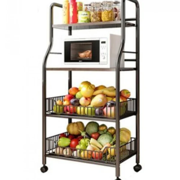 Μεταλλικό Τρόλεϊ - Ραφιέρα με 4 Χώρους και Ροδάκια - 56x35x125cm