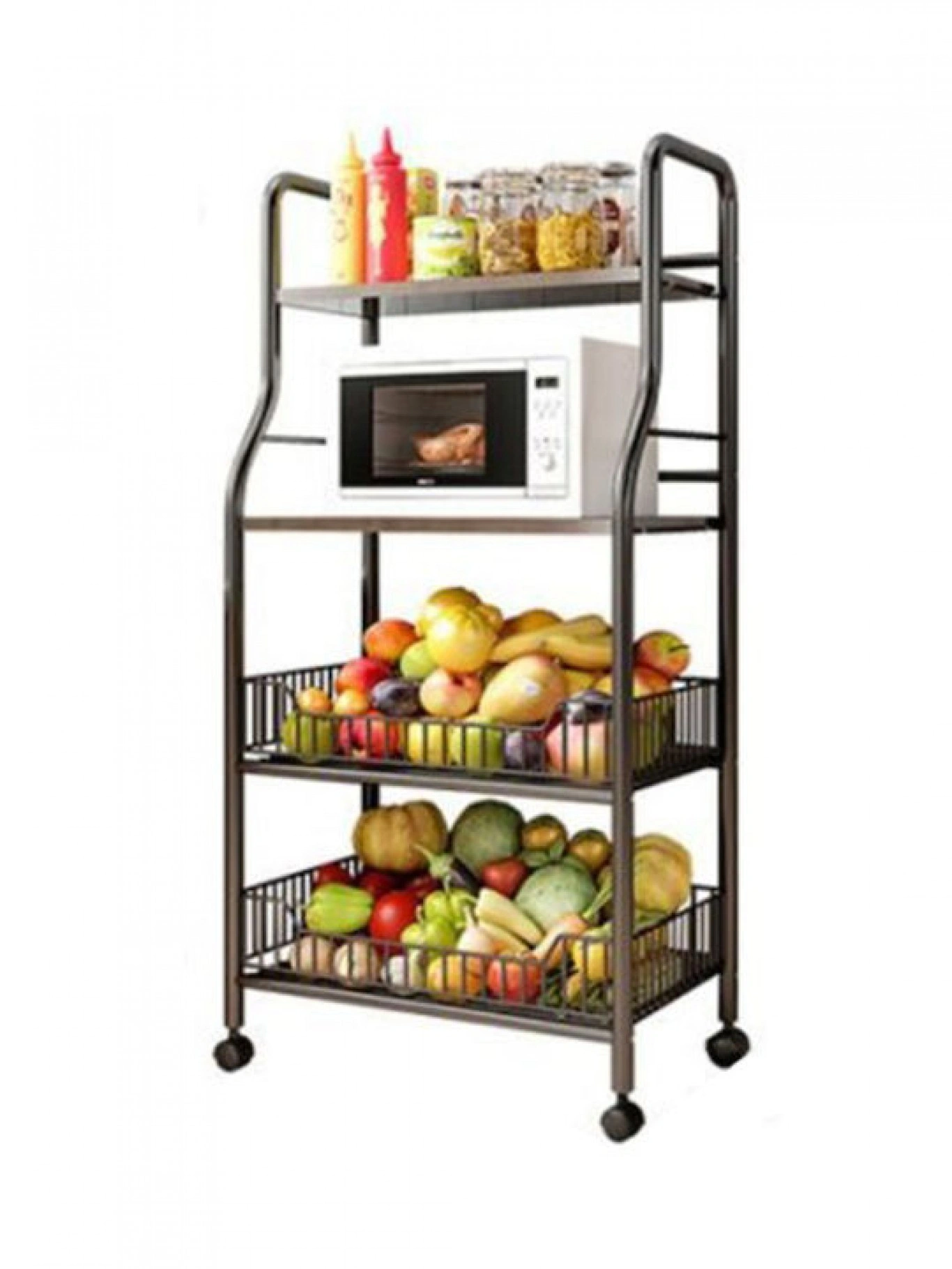 Μεταλλικό Τρόλεϊ - Ραφιέρα με 4 Χώρους και Ροδάκια - 56x35x125cm Μεταλλικό Τρόλεϊ - Ραφιέρα με 4 Χώρους και Ροδάκια - 56x35x125cm