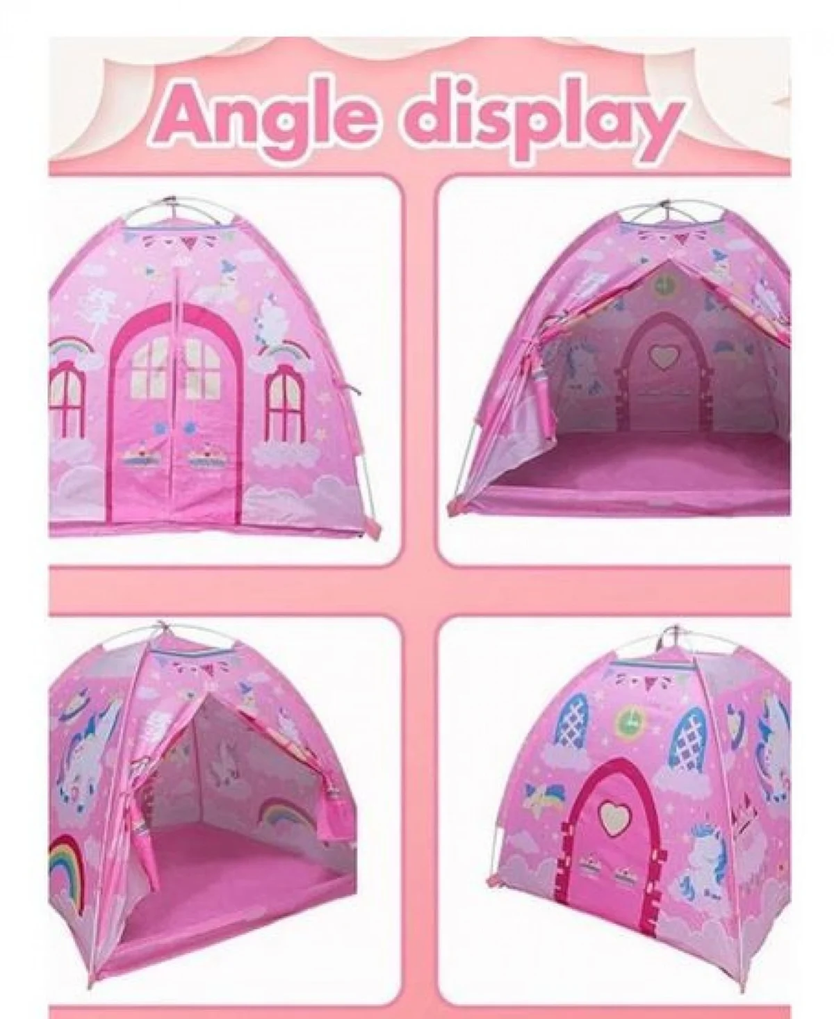 Παιδική Σκηνή Μονόκερος με Θόλο Φακό-Προτζέκτορα & Διαφάνειες 121,92x121,92x106,68 εκ. Ροζ