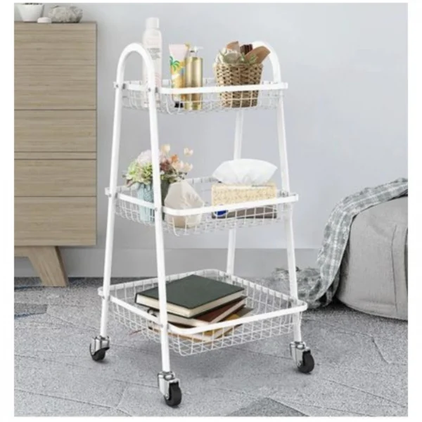 Τροχήλατο Μεταλλικό Καροτσάκι 3 Επιπέδων – 77x45x30.5 cm