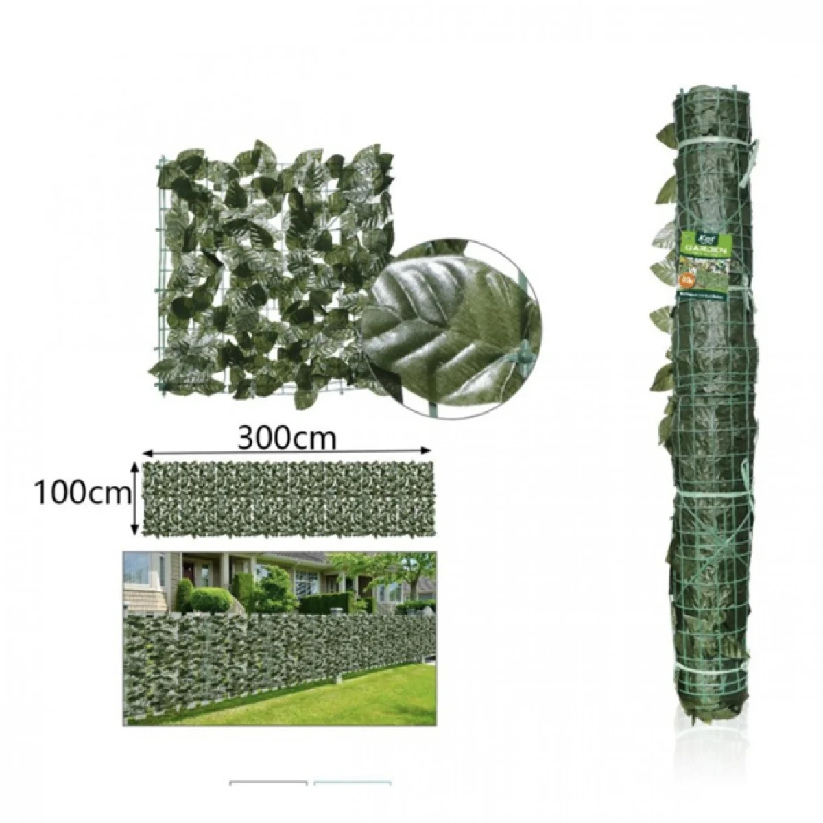 100x300cm Συνθετική Φυλλωσιά Κισσός σε Σχάρα Πλαστική