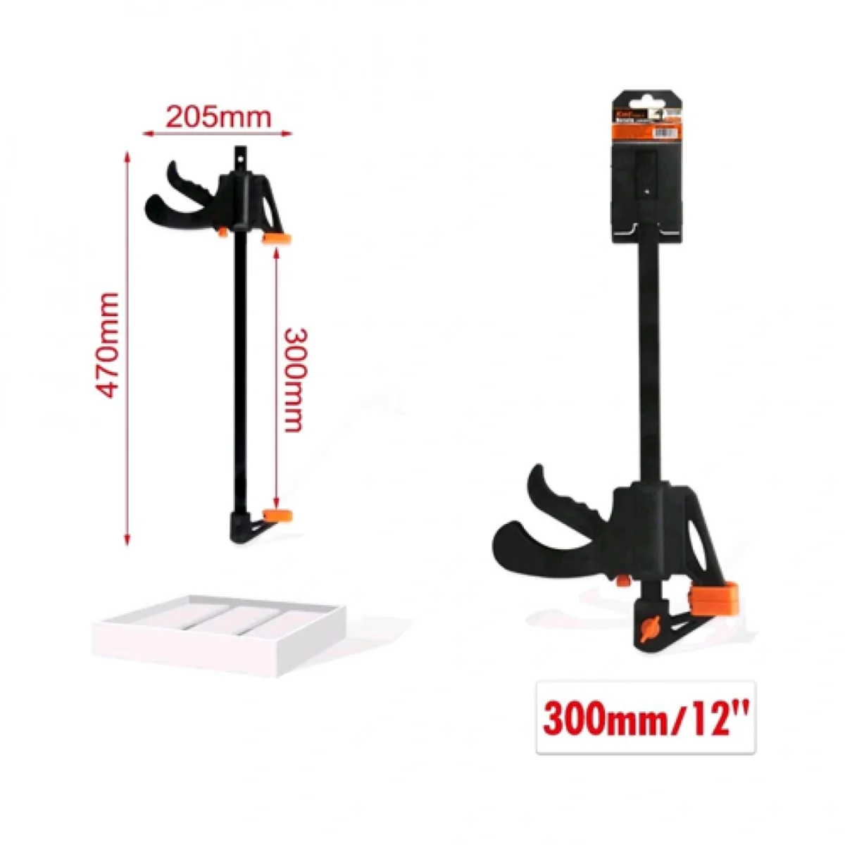 Σφιγκτήρας Σκανδάλης Μαραγκών 47cm με Πλαστικές Δαγκάνες και Μέγιστο Άνοιγμα 30cm, Μαύρος.