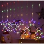 LED Χριστουγεννιάτικα Φωτάκια Ασύμμετρη Κουρτίνα 3.6μ σε Σχήμα Έλατου & Αστέρια με RGB Φώς LED Christmas Lights Star